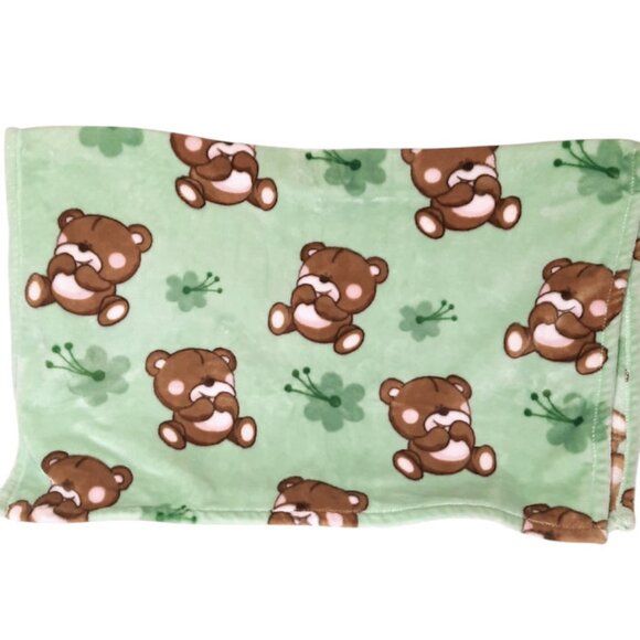 Binks & Books Brown Bear Green Security Lovey Blanket 37" X 29" - Picture 1 of 4